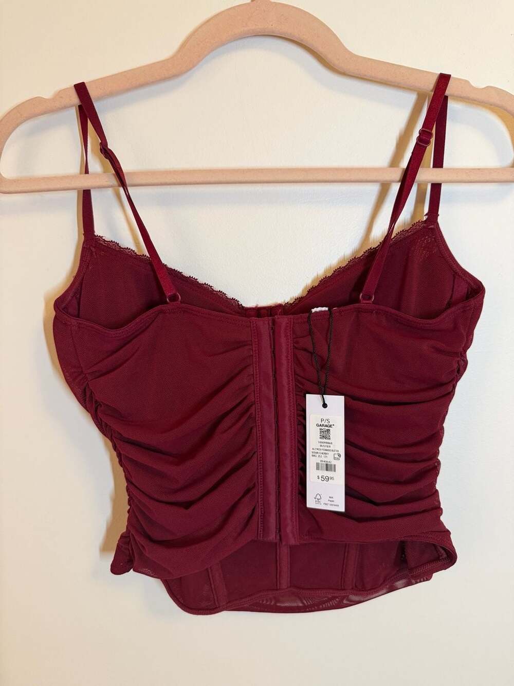 Garage Ally Mesh Peekaboo Bustier Sour Cherry - Picture 2 of 5